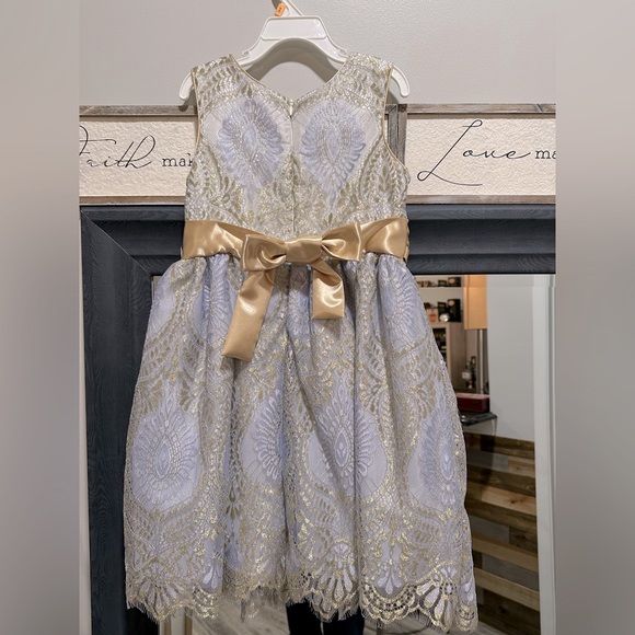 NWT Jayne Copeland Gold Lace Dress size 6x - Picture 2 of 3